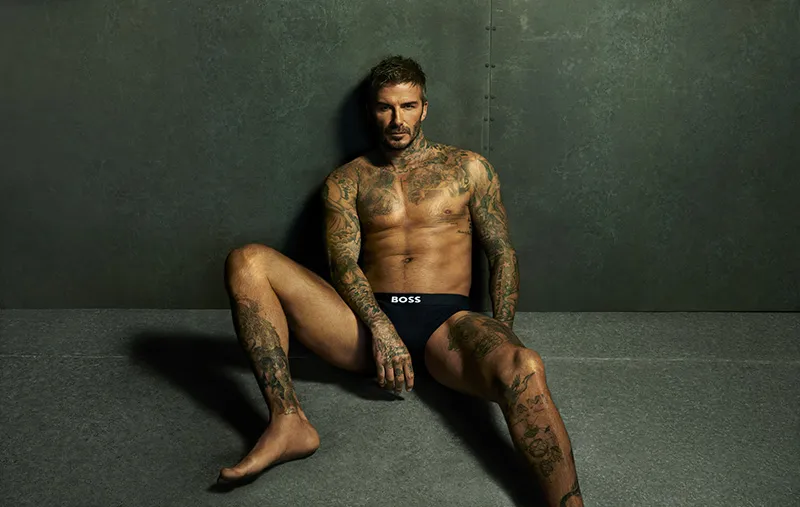 David Beckham Bodywear campaign photoshoot for BOSS One underwear photoshoot in London